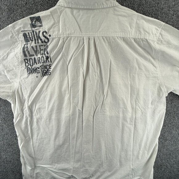 Quiksilver Loop Graphic Print All Cotton Camp Short Sleeve Medium White Casual - Picture 15 of 16